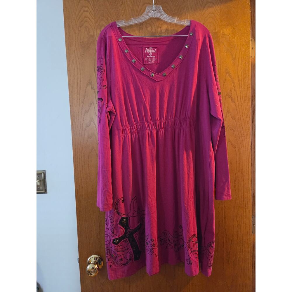Ariat Pink Black Studded Grunge Revival Cowgirl Dress XXL Mob Wife Gorpcore GUC